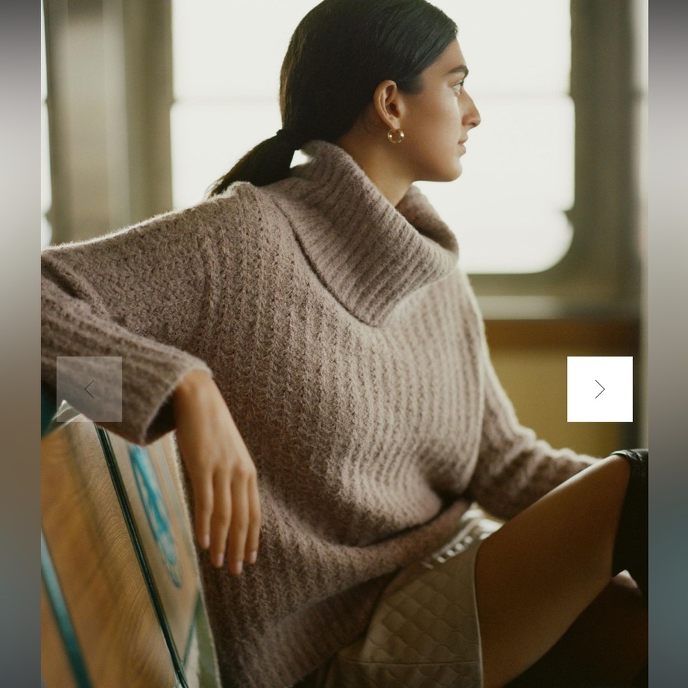 Cozy Beige Turtleneck Sweater - Picture 4 of 12
